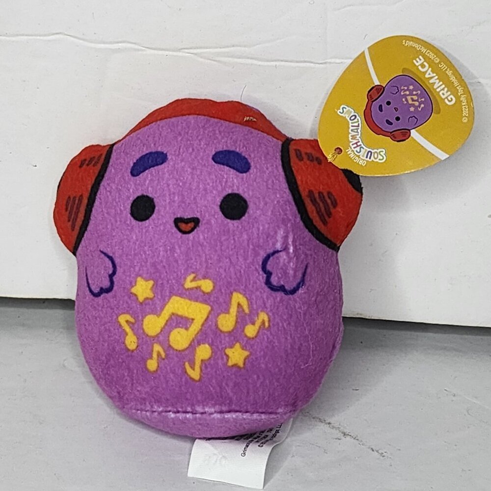 McDonald's Grimace Squishmallows Purple Music Notes‎ Earphones Plush Mini 3"